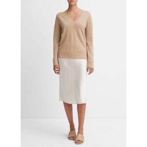Vince Sweater Cashmere Weekend V-Neck Long Sleeves Cozy Camel L $348 Retail